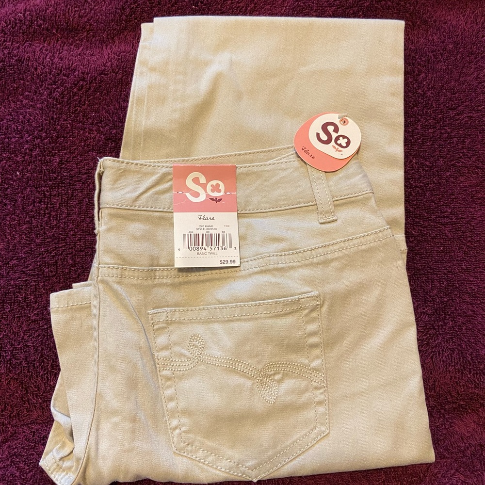SO flare tan jeans size 5 juniors